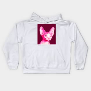 Pink Hairless Sphynx Cat Portrait Kids Hoodie